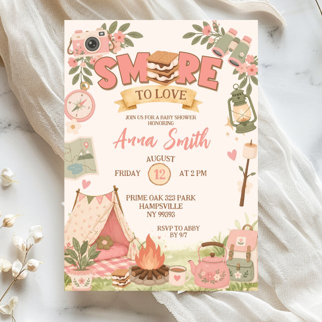 Invitación Boho Pink Smore To Love Fiesta de Bebé (Subido por el creador)