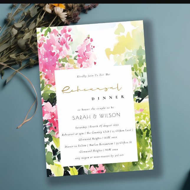 Invitación Boho Pink Tropical Bougainvillea Cena (Subido por el creador)
