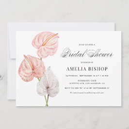 Invitación Boho Pink Watercolor Anthuriums Bridal Shower