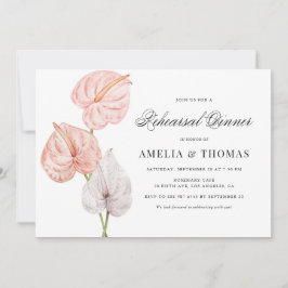 Invitación Boho Pink Watercolor Anthuriums Ensayo Cena