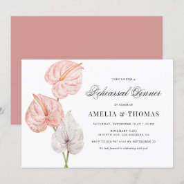 Invitación Boho Pink Watercolor Anthuriums Ensayo Cena
