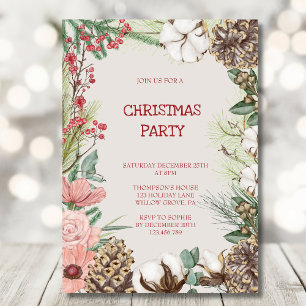 Invitación Boho planta navidades flores navidades fiesta