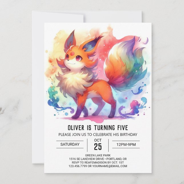 Invitación Boho Playful Fox Birthday (Anverso)