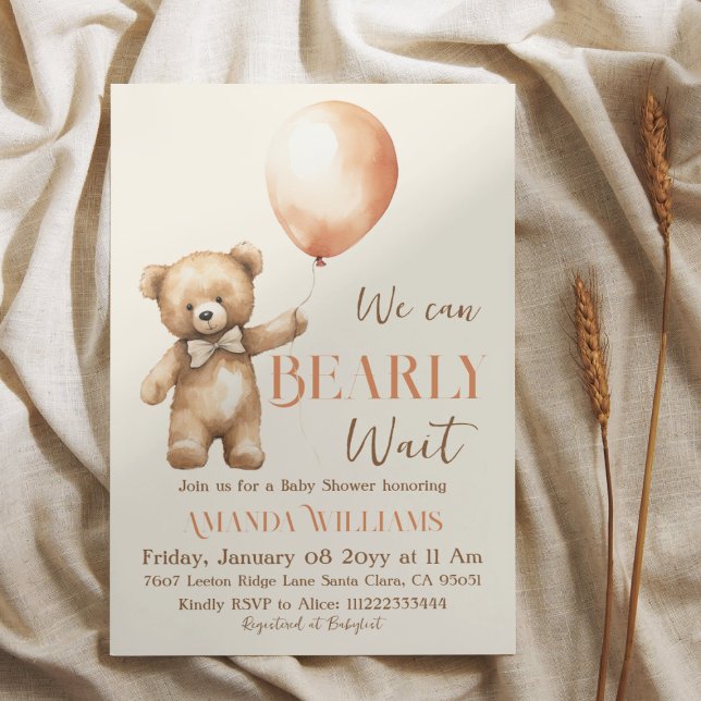 Invitación Boho Podemos Esperar Al Oso De Beige Baby Shower (Subido por el creador)