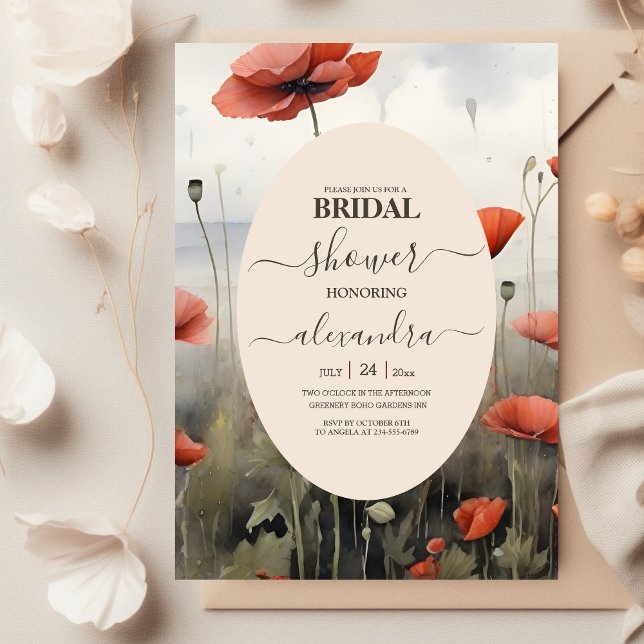Invitación Boho Poppy Wildflower Nodal Botánico (Subido por el creador)