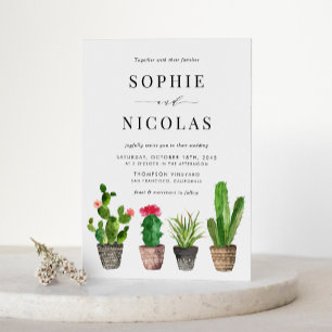 Invitación Boho Potent Succulents y Cactus Summer Boda