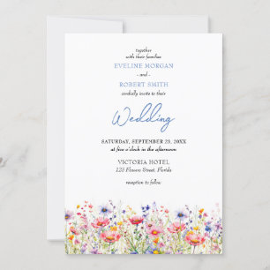 Invitación Boho pradera colorida boda de flores silvestres
