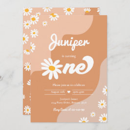Invitación Boho Primer cumpleaños Daisy Floral Groovy Fiesta 