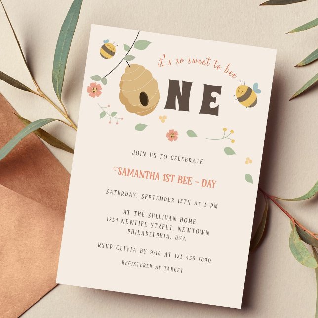 Invitación Boho Primer día de la abeja primer cumpleaños de l (Subido por el creador)