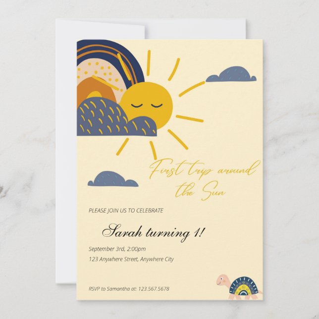 Invitación boho primer viaje alrededor del primer cumpleaños  (Anverso)