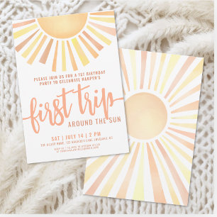 Invitación Boho Primer Viaje Alrededor Del Sol 1er Cumpleaños