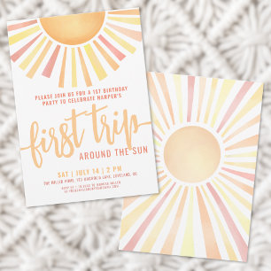 Invitación Boho Primer Viaje Alrededor Del Sol 1er Cumpleaños