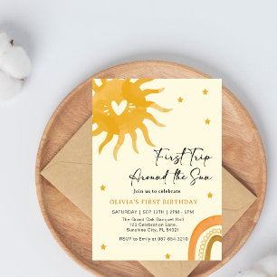 Invitación Boho Primer Viaje Alrededor Del Sol Boho Retro 1er