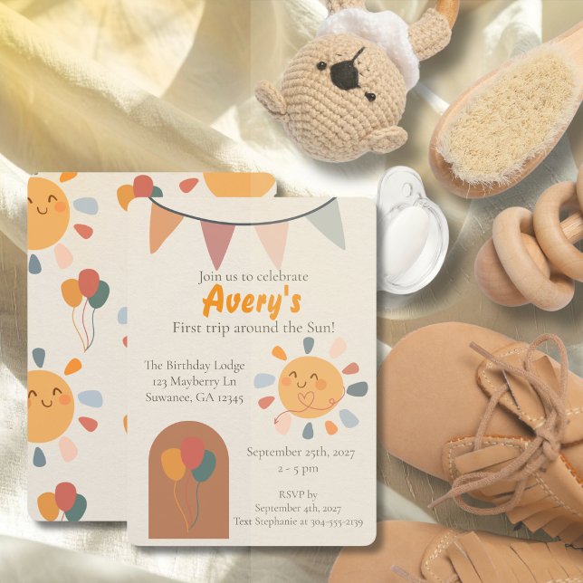 Invitación Boho Primer Viaje Alrededor del Sol Cumpleaños 1  (Subido por el creador)