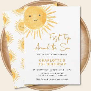 Invitación Boho Primer Viaje Alrededor Del Sol Cumpleaños De
