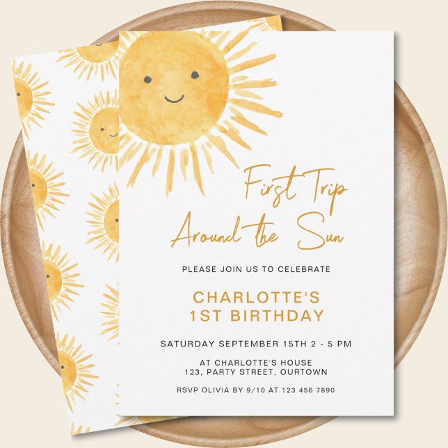 Invitación Boho Primer Viaje Alrededor Del Sol Cumpleaños De  (Subido por el creador)
