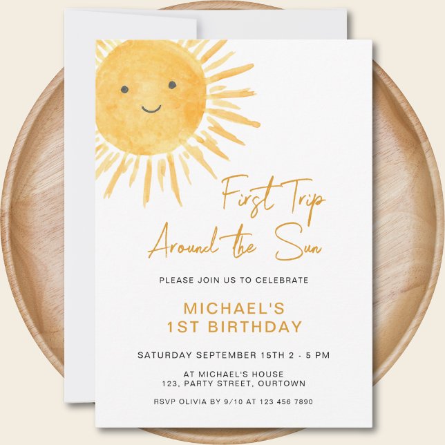 Invitación Boho Primer Viaje Alrededor Del Sol Cumpleaños Del (Subido por el creador)