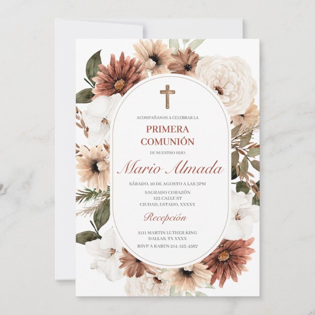 Invitación boho primera comunión (Anverso)