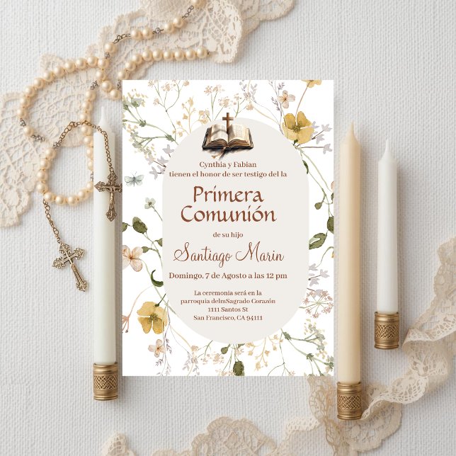 Invitación Boho Primera Comunión en español (Subido por el creador)