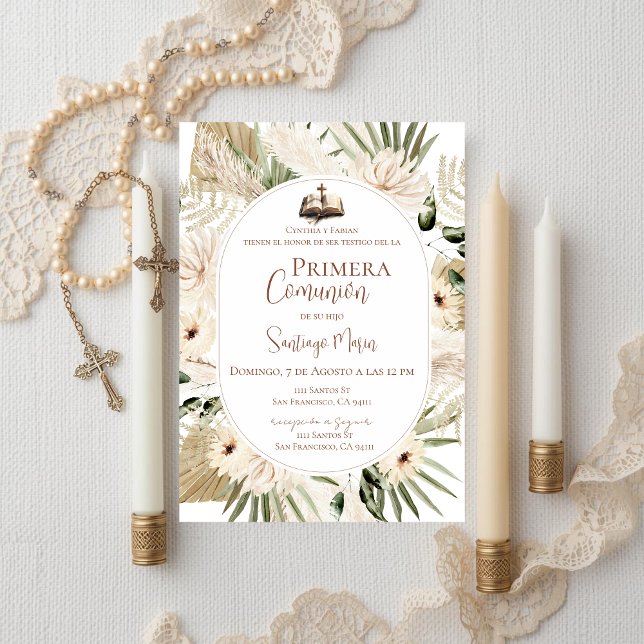 Invitación Boho Primera Comunión en Español (Subido por el creador)