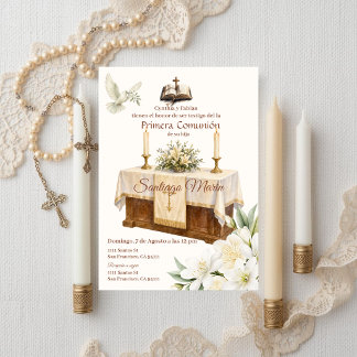 Invitación Boho Primera Comunión en Español
