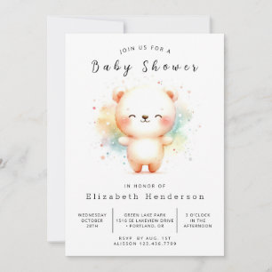 Invitación Boho Printable Bear Baby Shower