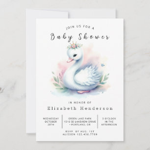 Invitación Boho Printable Swan Baby Shower