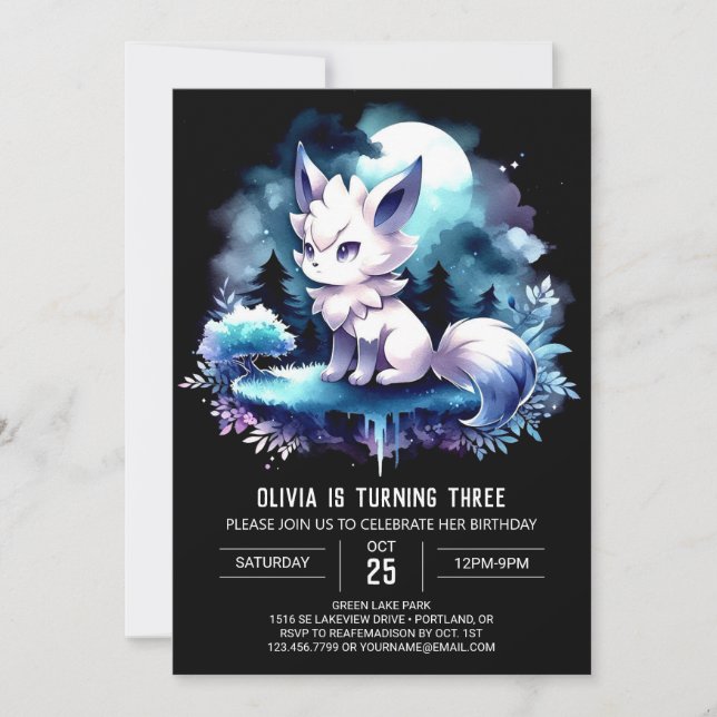 Invitación Boho Printable Wolf Birthday (Anverso)