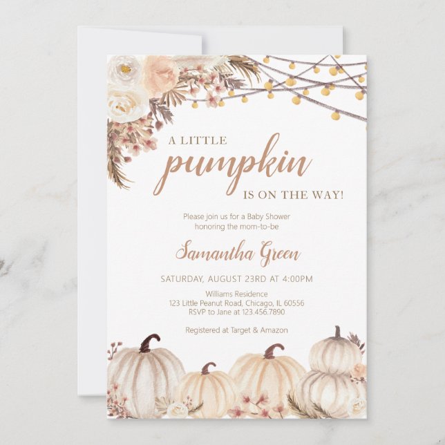 Invitación Boho Pumpkin Baby Shower (Anverso)