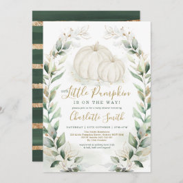 Invitación Boho Pumpkin Fall Green Wreath Baby Shower