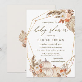 Invitación Boho Pumpkin Pampas Floral Grasa Baby Shower Invi