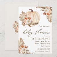 Boho Pumpkin Pampas Grass Floral Baby Shower