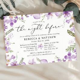 Invitación Boho Purple Floral La noche antes del Boda