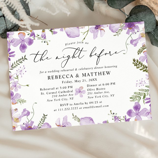 Invitación Boho Purple Floral La noche antes del Boda (Subido por el creador)