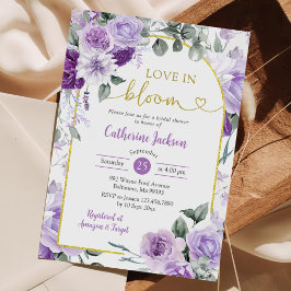 Invitación Boho Purple Floral Love in Bloom Bridal Shower