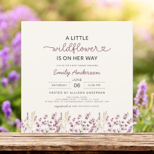 Invitación Boho Purple Lilac Un Pequeño Baby Shower De Flor S