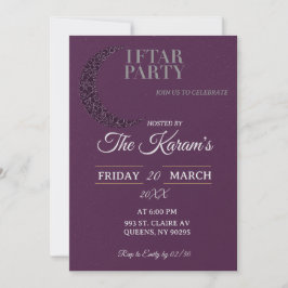 Invitación Boho Purple Minimalist Mosque Ramadan Iftar Party 