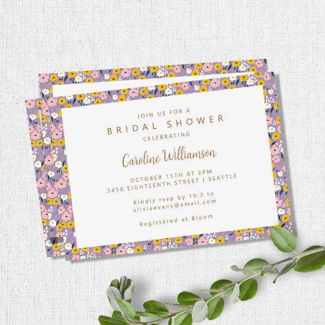 Invitación Boho Purple Spring Floral Cute Brite Shower (Subido por el creador)