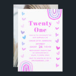 Invitación Boho Púrpura Arcoiris moderno Fiesta de cumpleaños<br><div class="desc">Boho Purple Rainbow Modern 21st Birthday Party Invitation te ofrece la información moderna de tu fiesta de 21 años en un arcoiris y un marco cardíaco morado y tu foto favorita al revés. Es perfecto para invitar a familiares y amigos a su celebración. Easy DIY (hágalo usted mismo) editando el...</div>