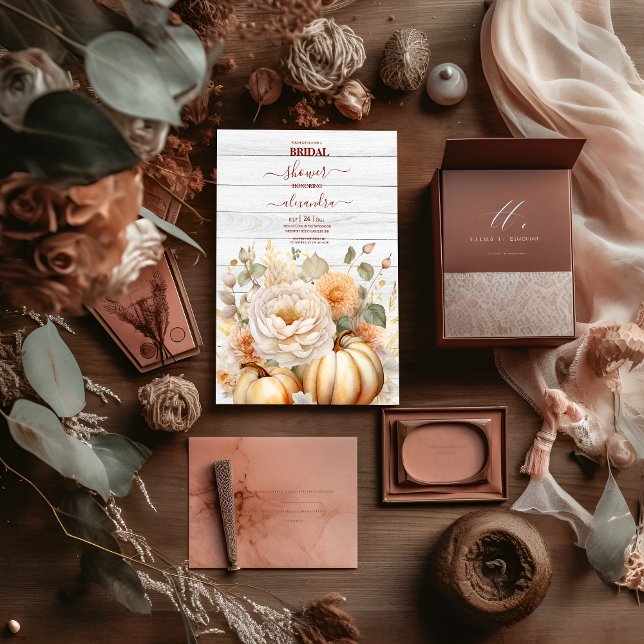 Invitación Boho Purpurina Blanco y Oro Pumpkins Brimpkins (Subido por el creador)