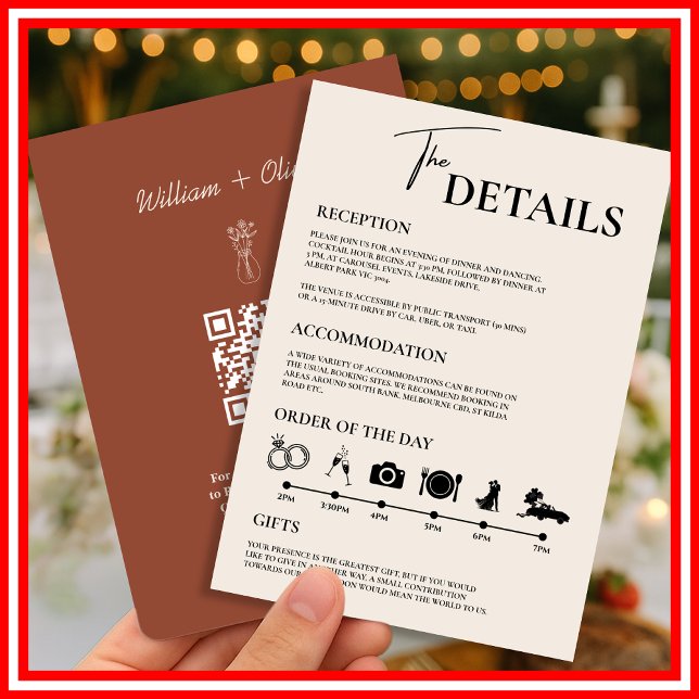 Invitación Boho quemó al Naranja Boda ruso orden de acontecim (Subido por el creador)