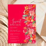 Invitación Boho quemó naranja tierra tono moda floral dulce 1<br><div class="desc">Moda floral de color tierra naranja quemada de Boho 16 invitación con terracota pintada a mano,  rosa,  melocotón,  flores amarillas y rojas con hojas verdes y vegetación sobre fondo rosa de neón brillante con una tipografía de escritura cepillada.</div>