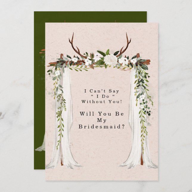 Invitación Boho Querida Antlers Canopy Serás Mi Novia (Anverso / Reverso)