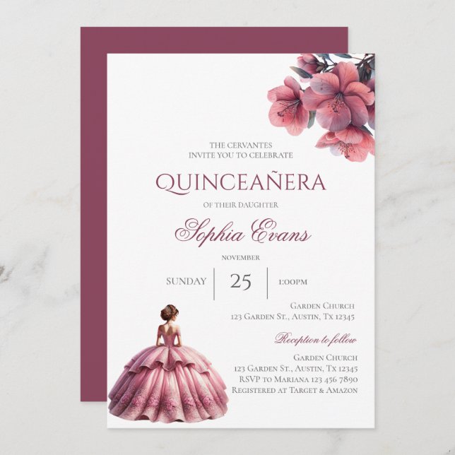 Invitación Boho Quinceanera (Anverso / Reverso)