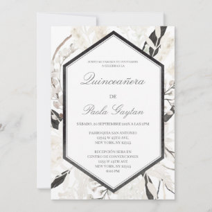Invitación Boho quinceañera negro en español