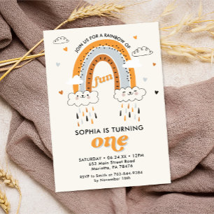 Invitación Boho Rainbow 1er cumpleaños