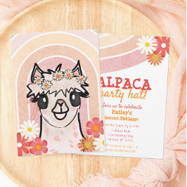 Invitación Boho Rainbow Alpaca Cumpleaños