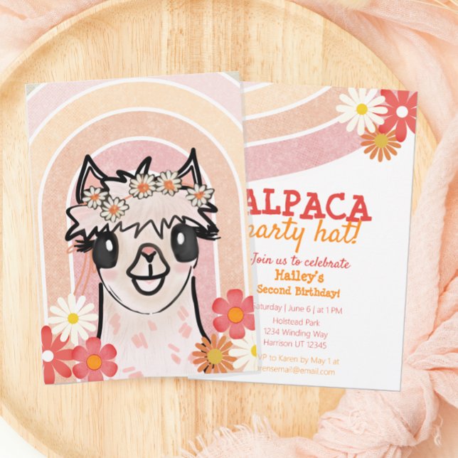 Invitación Boho Rainbow Alpaca Cumpleaños (Subido por el creador)