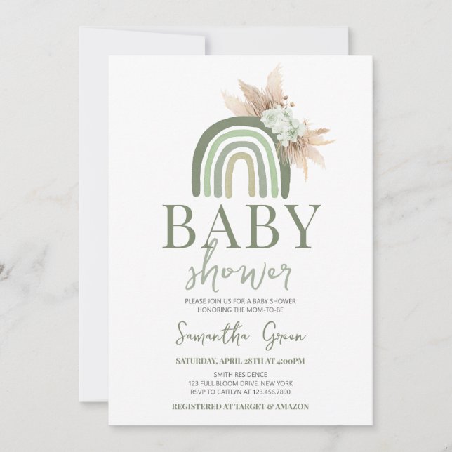 Invitación Boho Rainbow Baby Shower (Anverso)
