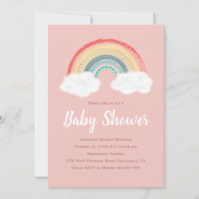 Invitación Boho Rainbow Baby Shower (Anverso)
